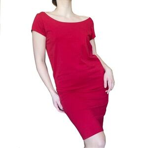 Eileen Fisher Red Cotton Stretch T-Shirt Dress Medium